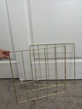 Photo Wall Gold Metal Grid Organizer Set of 2
